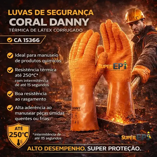 Luva de Segurança Coral DA-SL530 Para manuseio de Vidro