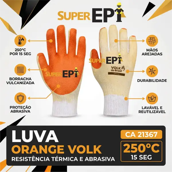 Luva Volk Orange 10.10.957.05 CA 51343 | Proteção Térmica 250°C