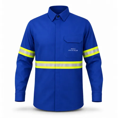 imagem do produto Camisa Antichama Guardian Arco Fire Risco 2 Azul Royal ATPV 11 cal/cm² com Bolso CA 46298 / 49242