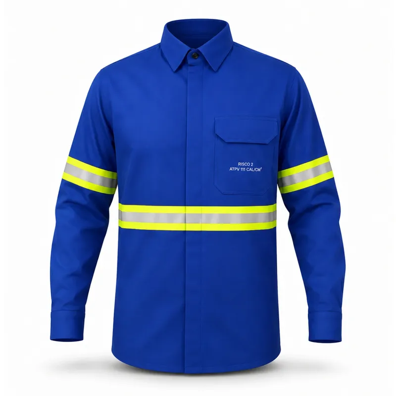 imagem do produto Camisa Antichama Guardian Arco Fire Risco 2 Azul Royal ATPV 11 cal/cm² com Bolso CA 46298 / 49242