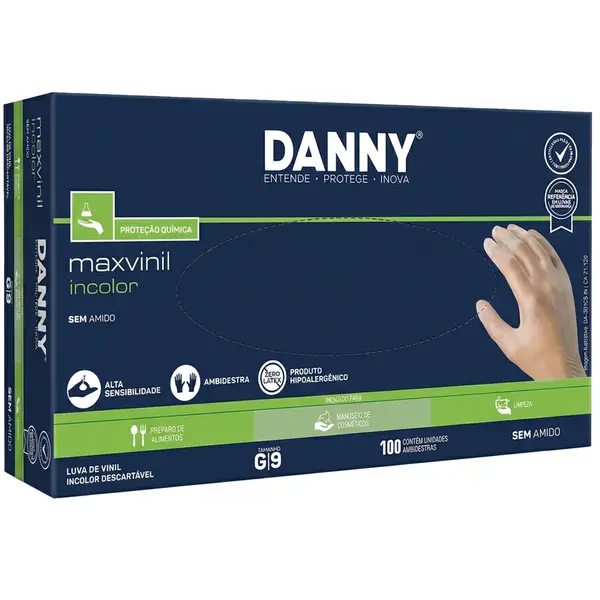 imagem do produto Luva de Vinil Danny MaxVinil Descartável Sem Amido Transparente Da-301CS CA 21120