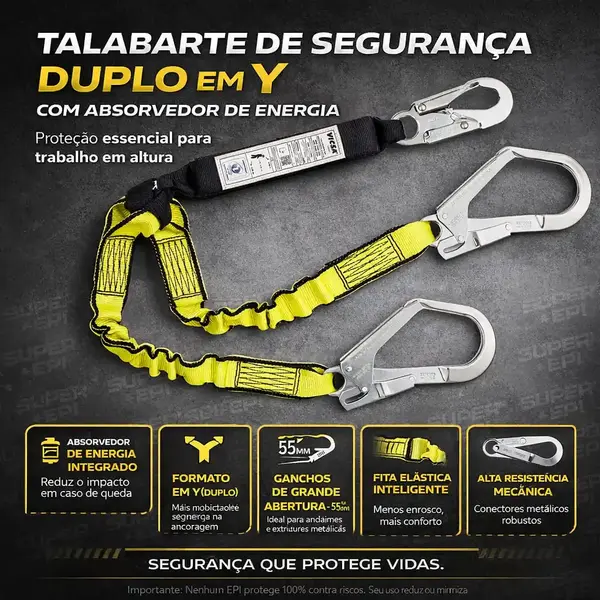 Cinto Segurança Talabarte Duplo Y Vicsa 20529 + 23605 35613
