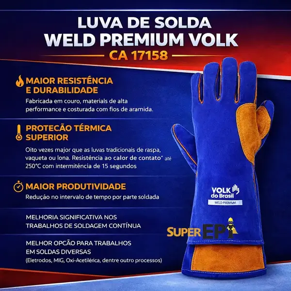 Luva Weld Premium Volk Ideal Para Solda CA 17158