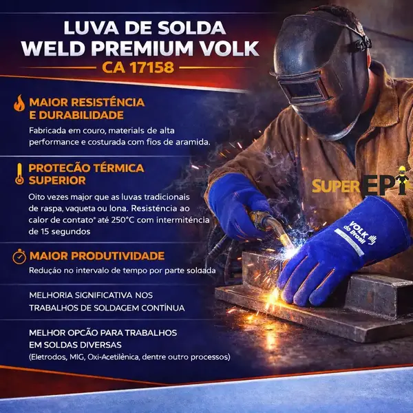Luva Weld Premium Volk Ideal Para Solda CA 17158