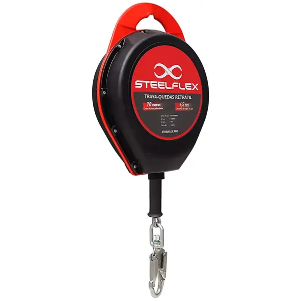 imagem do produto Trava-quedas Retrátil Com Cabo de Aço 20 metros Steelflex STF CQTQ0472