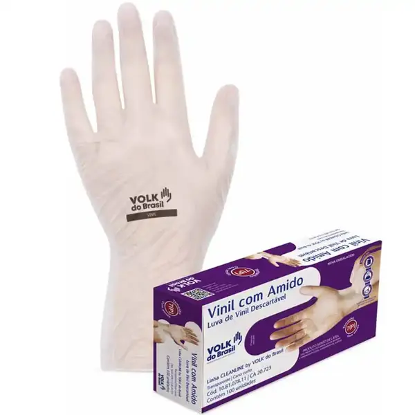 imagem do produto Luva de Vinil Com Amido Volk Ambidestra Descartável Caixa Com 100 Unidades CA 20723 imagem do produto Luva de Vinil Com Amido Volk Ambidestra Descartável Caixa Com 100 Unidades CA 20723