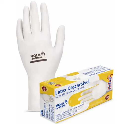 imagem do produto Luva de Látex Descartável Volk Com Talco Caixa Com 100 Unidades Ambidestra CA 15112