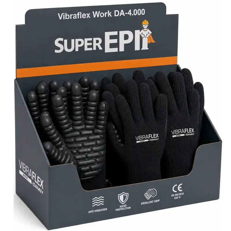imagem do produto Luva Vibraflex Danny Alta Performance Contra Vibração DA-4000 CA 44549 Caixa com 3 ou 5 Pares EN ISO 10819