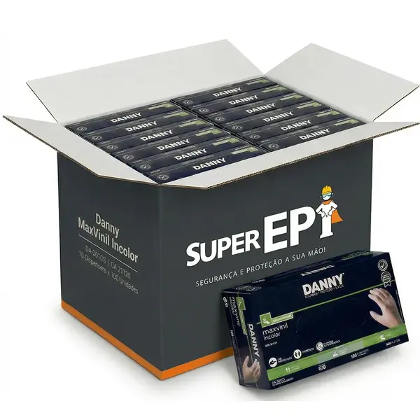imagem do produto Luva de Vinil Com Amido Danny transparente - Caixa 10 Dispenser DA-301CA
