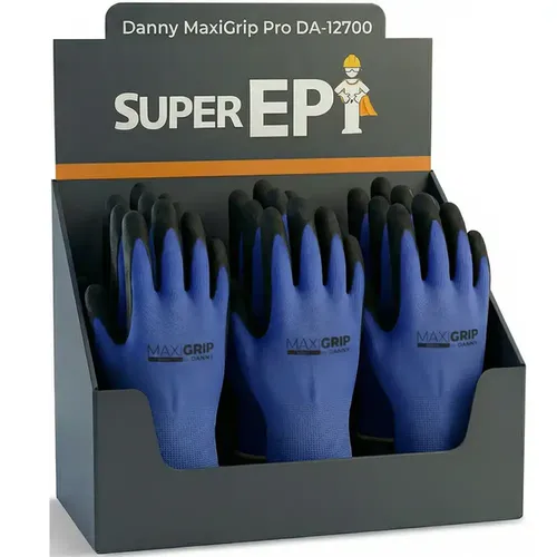 imagem do produto Luva de Nylon Com Latex Preta MaxiGrip PRO Danny DA-12700 CA 31323 Caixa Atacado