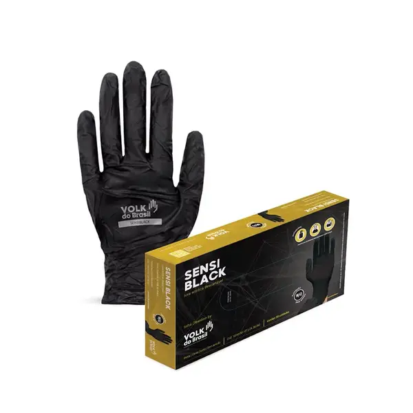 imagem do produto Luva Nitrílica Preta Volk Sensivolk Black CA 38260 Caixa