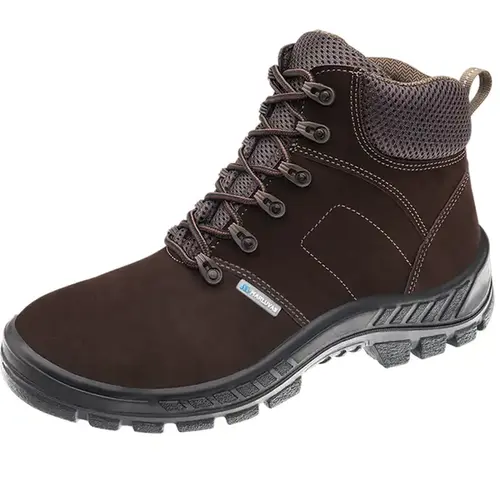 Bota de Segurança em Couro Nobuck Marrom Marluvas 50B26-BP-NUB Com Bico de PVC CA 45611