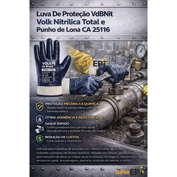 Luva VdBNit Nitrílica Total Punho Lona 106696014 CA25116