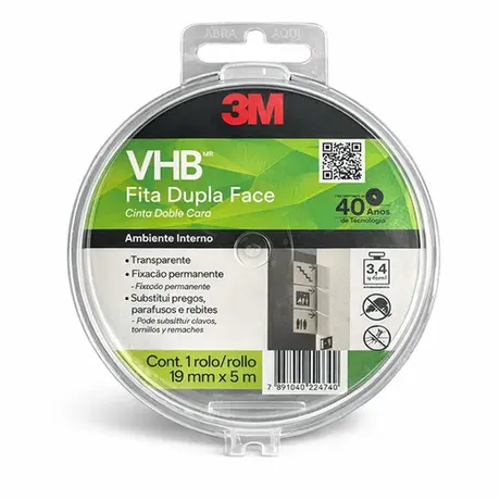 imagem do produto Fita Dupla Face 3M VHB 19MM X 5M Ótima Alternativa de Fixação em Geral HB004459218 imagem do produto Fita Dupla Face 3M VHB 19MM X 5M Ótima Alternativa de Fixação em Geral HB004459218