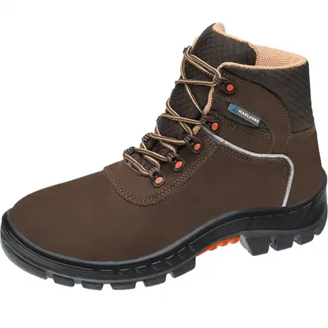imagem do produto Bota de Segurança Em Couro Nobuck Marluvas 75BPR29 MSMC Marrom Anti-Torção com Bico de PVC CA  41370