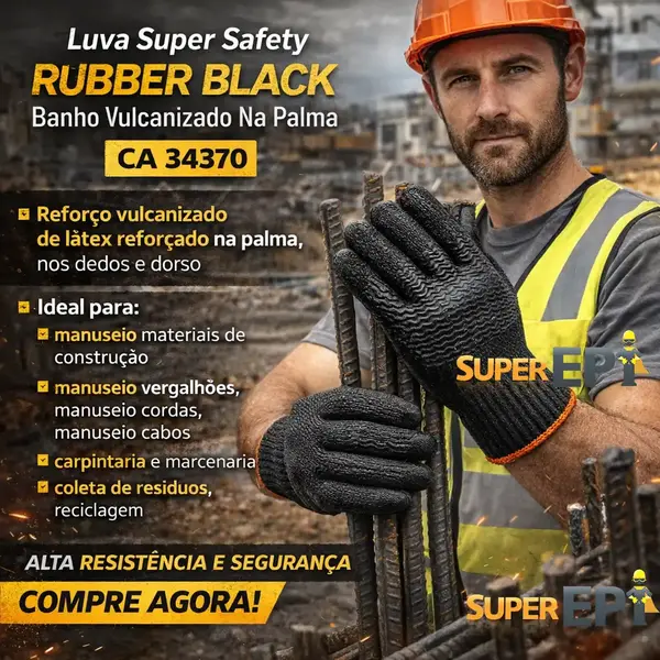 Luva Segurança Rubber SS Látex Corrugado CA34370