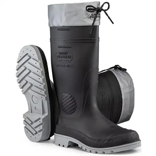 imagem do produto Bota de Pvc e Nitrilo Calfor Supermax Cano Longo Com Polaina Sem Forro Preta e Cinza CLP502 SF A CA 40400