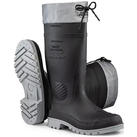 imagem do produto Bota de Pvc e Nitrilo Calfor Supermax Cano Longo Com Polaina Sem Forro Preta e Cinza CLP502 SF A CA 40400