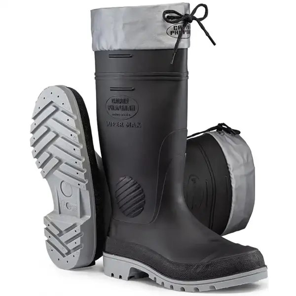 imagem do produto Bota de Pvc e Nitrilo Calfor Supermax Cano Longo Com Polaina Sem Forro Preta e Cinza CLP502 SF A CA 40400