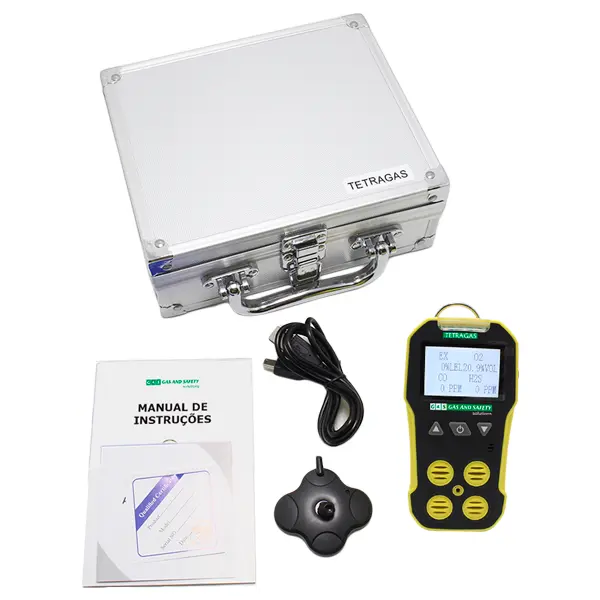 Detector de Gás 4 Gases Portátil Gas and Safety Tetragas O2, LEL