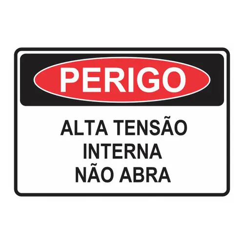 imagem do produto Placa de Sinalização em PVC Perigo Alta Tensão Interna 25X35 CM Modelo SP10