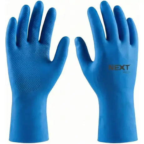 imagem do produto Luva de Látex Puraguard Silver Azul Next Safety 10.300 Com Forro Silver Antimicrobiano Espessura Reforçada CA 50935