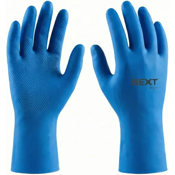 imagem do produto Luva de Látex Puraguard Silver Azul Next Safety 10.300 Com Forro Silver Antimicrobiano Espessura Reforçada CA 50935