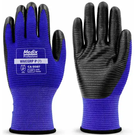 imagem do produto Luva Medix Wave Grip em Fibras Sintéticas e Palma Banhada Com Nitrilo CA 51007