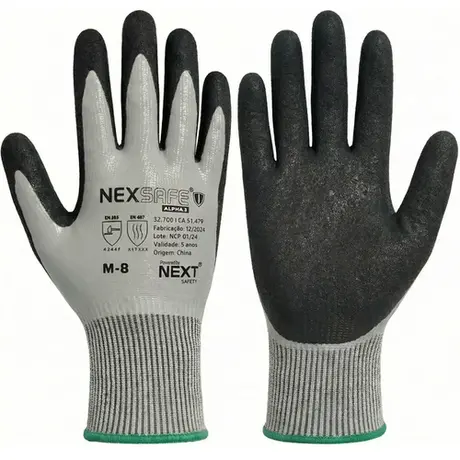 imagem do produto Luva Resistente a Corte Next Safety Modelo 32.700 Nexsafe Alpha 3 Banho Nitrílico Total Nível de corte TDM F, Maior escala do Teste CA 51.479