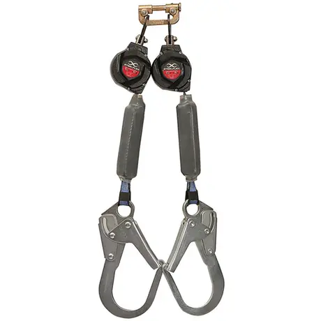 imagem do produto Trava Quedas Retrátil Duplo Steelflex Para Baixas Alturas 1,8 Metros Em Fita Dyneema Anticorte STF-CQTQ0172T