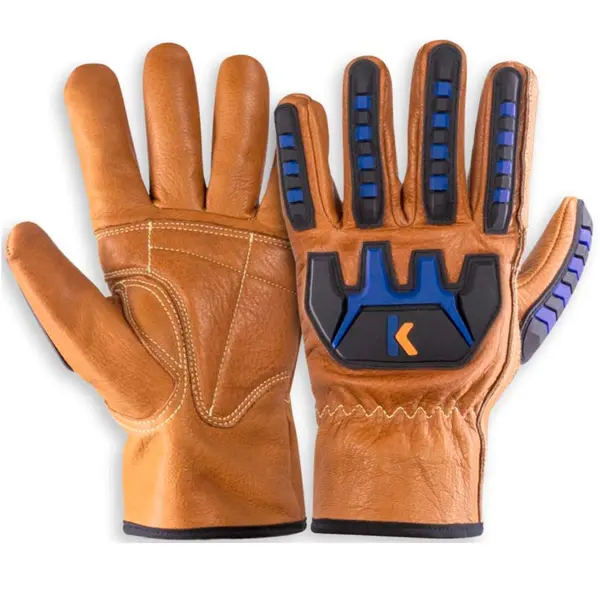imagem do produto Luva de Proteção Contra Impacto e Corte Kalipso Endurance 68-002 Em Couro Premium Cor Marrom CA 51207