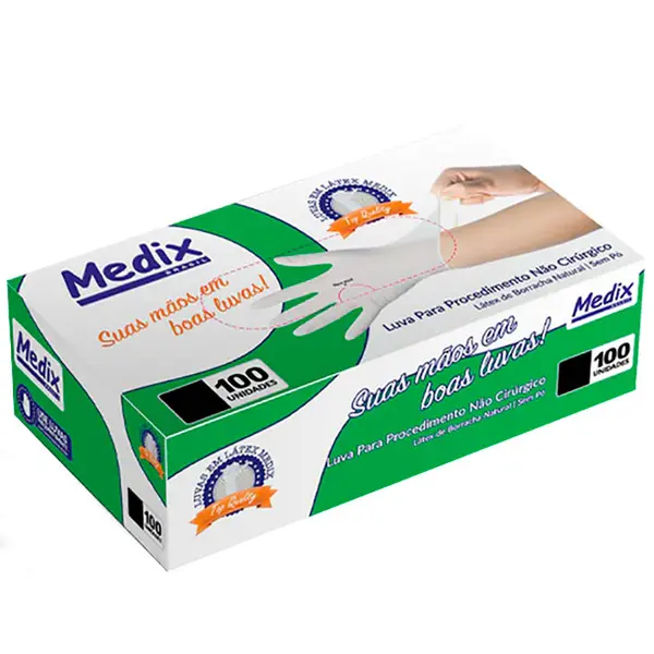 imagem do produto Luva de Procedimento de Látex Sem Talco Medix Caixa 100 Unidades Registrada Na Anvisa CA 44504
