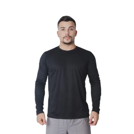 imagem do produto Camiseta de Manga Longa Proteção UV50 + Em Poliéster na Cor Preta Leve E Confortável
