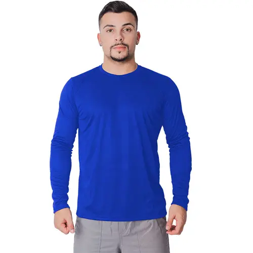 imagem do produto Camiseta de Manga Longa Proteção UV50 + Em Poliéster na Azul Royal Leve E Confortável