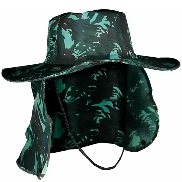 Chapéu Pescador Com Proteção na Nuca Com Proteção Uv Verde Camuflado