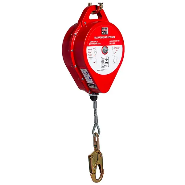 imagem do produto Trava-Quedas Retrátil Cabo de Aço de 6 metros Ultra Safe USR001001  Até 140KG Caixa Alumínio