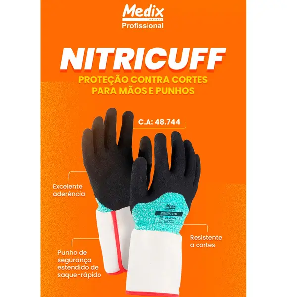 Luva Medix NitriCuff AntiCorte Punho Lona CA 48744