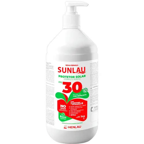 imagem do produto Protetor Solar Henlau Linha Sunlau Fator Fps 30 Uva e Uvb Com Repelente Icaridina Frasco de 1KG Henlau