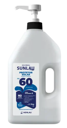 imagem do produto Protetor Solar Sunlau Marca Henlau Fator 60 Sem Repelente Frasco 2 kG/LT