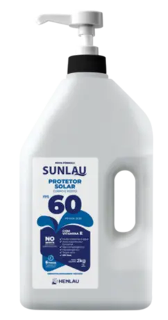 imagem do produto Protetor Solar Sunlau Marca Henlau Fator 60 Sem Repelente Frasco 2 kG/LT