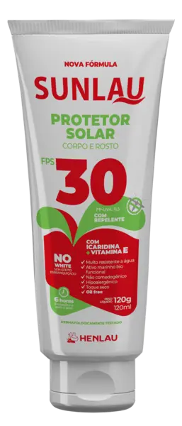 imagem do produto Protetor Solar Henlau Linha Sunlau Fator Fps 30 Uva e Uvb Com Repelente Icaridina Bisnaga 120 Gramas imagem do produto Protetor Solar Henlau Linha Sunlau Fator Fps 30 Uva e Uvb Com Repelente Icaridina Bisnaga 120 Gramas