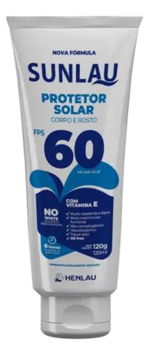 imagem do produto Protetor Solar Sunlau Marca Henlau Fator 60 Sem Repelente Bisnaga 120 Gramas
