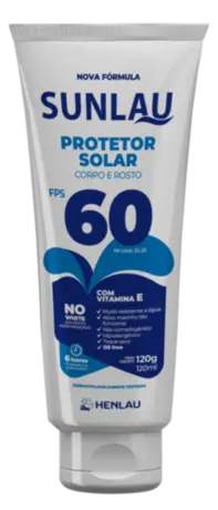 imagem do produto Protetor Solar Sunlau Marca Henlau Fator 60 Sem Repelente Bisnaga 120 Gramas