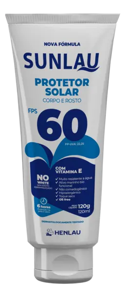 imagem do produto Protetor Solar Sunlau Marca Henlau Fator 60 Sem Repelente Bisnaga 120 Gramas imagem do produto Protetor Solar Sunlau Marca Henlau Fator 60 Sem Repelente Bisnaga 120 Gramas