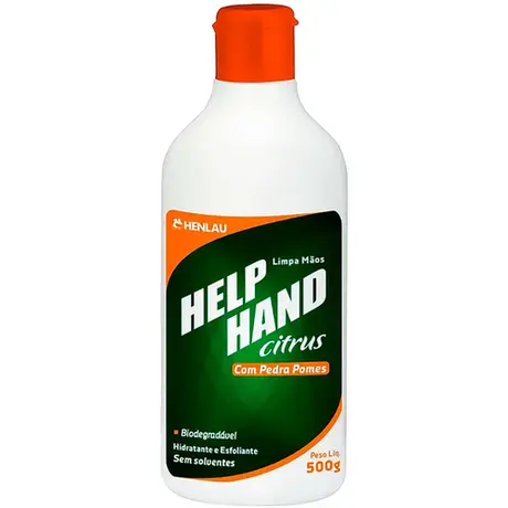 imagem do produto Limpa Mãos Desengraxante Help Hand Citrus Marca Henlau Hidratante e Esfoliante Conteúdo 500 Gramas