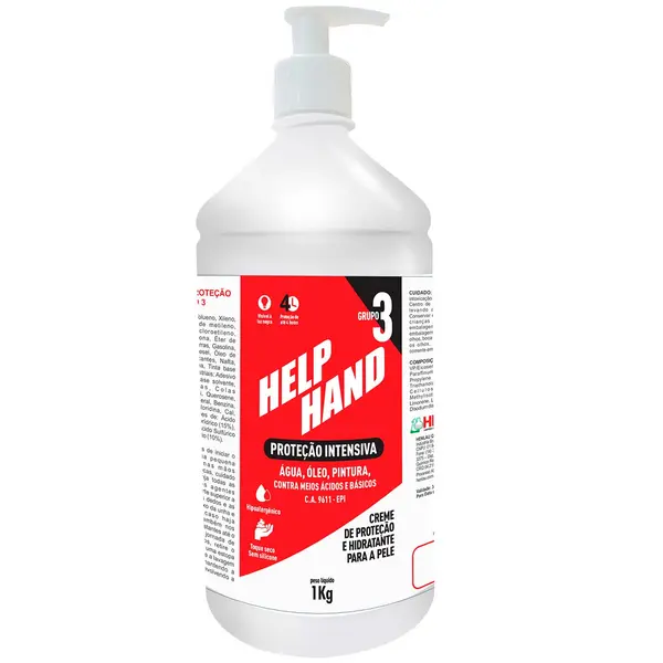 imagem do produto Creme de Proteção Para Mãos Grupo 3 Help Hand Marca Henlau Galão de 1kg CA 9611 imagem do produto Creme de Proteção Para Mãos Grupo 3 Help Hand Marca Henlau Galão de 1kg CA 9611