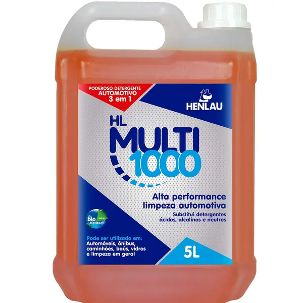 imagem do produto Detergente Multiuso Avançado 3 em 1 Hl Multi 1000 Henlau 5 Litros Biodegradável Limpeza Geral e Automotiva imagem do produto Detergente Multiuso Avançado 3 em 1 Hl Multi 1000 Henlau 5 Litros Biodegradável Limpeza Geral e Automotiva