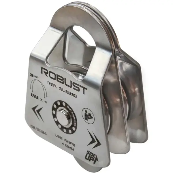 Polia Dupla Oscilante Inox 50kN SideUp Robust SU2832 – Fluidez e Segurança para Corda até 13mm