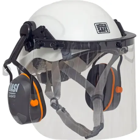 imagem do produto Kit Ultra Safe Completo – Capacete Corazza Pro Branco + Abafador OASI + Protetor Facial SHIELD CA 45793