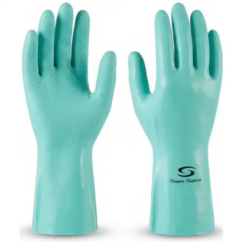 imagem do produto Luva Nitrílica Verde Super Safety Nitro Green CA 33334 - Proteção Química com Forro Flocado